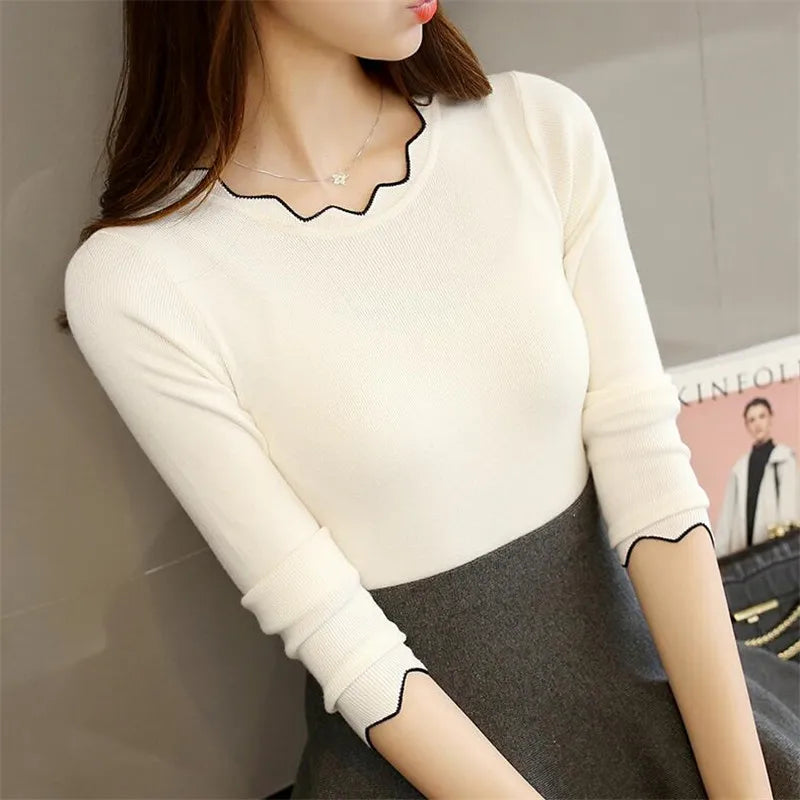 Yipinpay Autumn New Women's Sweaters Women's Head Set Inside Long-sleeved Sweater Slim Bottoming Shirt Was Thin