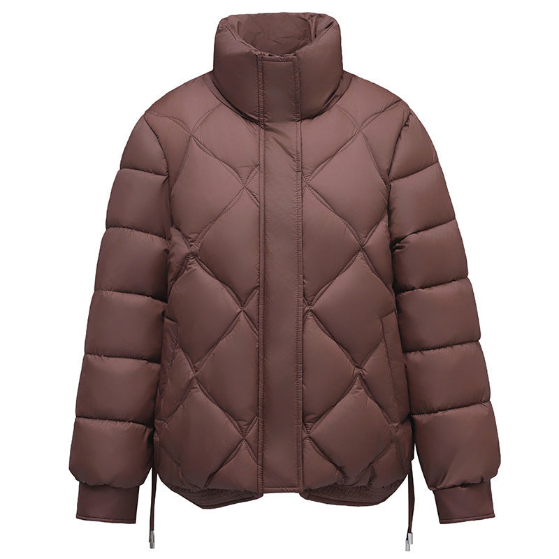 Cotton Jacket Female 2024 New Standing Collar Short Cotton-Padded Clothes Add Thick Warm Bread Clothing Small Cotton-Padded Jacket Coat Winter