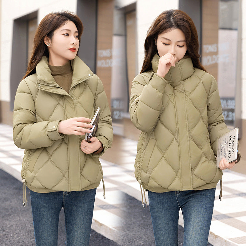 Cotton Jacket Female 2024 New Standing Collar Short Cotton-Padded Clothes Add Thick Warm Bread Clothing Small Cotton-Padded Jacket Coat Winter