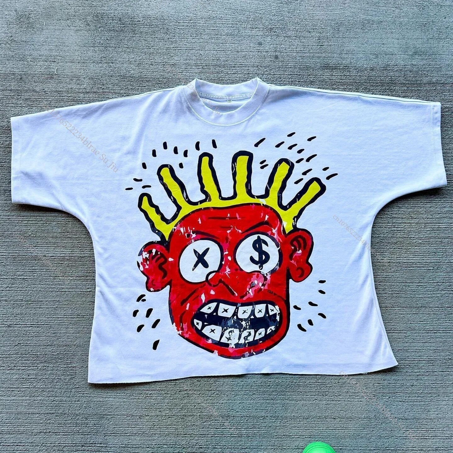 Yipinpay Kd Is Little Devil Graffiti Hip-Hop Printed Street Short-Sleeved T-Shirt Men And Women Retro Loose In Summer