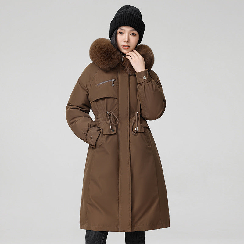 Inner Bile Pie To Overcome The Female 2024 New Winter Plus Velvet And Thick Warm Cotton-Padded Jacket Coat In The Long Cotton Clothes