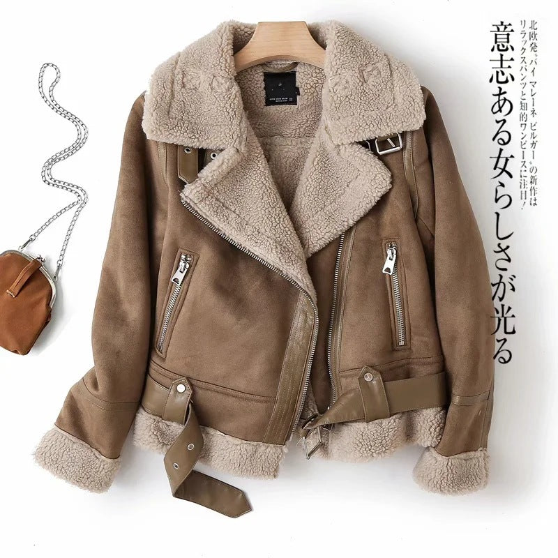 Yipinpay And Winter New Suede Suede Thickened Fur Integrated Suit Collar Belt Jacket Jacket