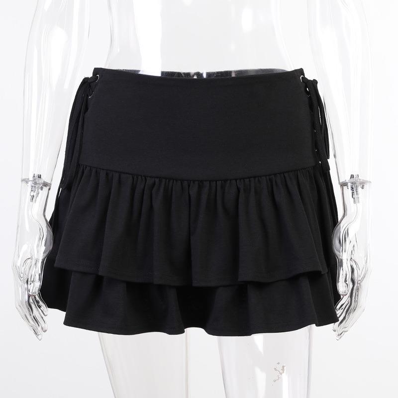 Yipinpay Dark Personality Side Waist Band Skirt Ins2024 Spring Girl's New Half Skirt