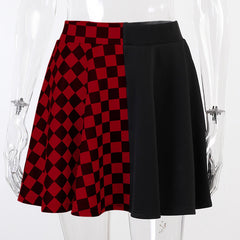 Yipinpay Dark Girl Is A Hit Color Thousand Bird Plaid Spliced Skirt 2024 Spring Sexy High Waist Half