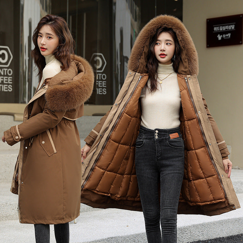 Dress Three Wear Detachable Pie To Overcome The New Down Cotton Clothes Waist Show Thin And Thick Cotton Coat