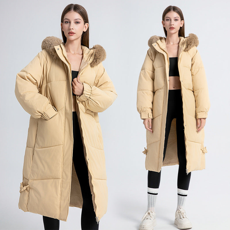 Cotton-Padded Jacket Female Long Over The Knee In 2024 New Winter Hot Style Thick Students Bread Clothes Cotton-Padded Jacket