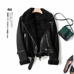 Yipinpay And Winter New Suede Suede Thickened Fur Integrated Suit Collar Belt Jacket Jacket