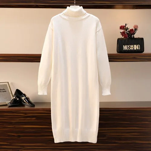 Yipinpay dress autumn and winter women's loose long sweater pullover turtleneck solid casual female