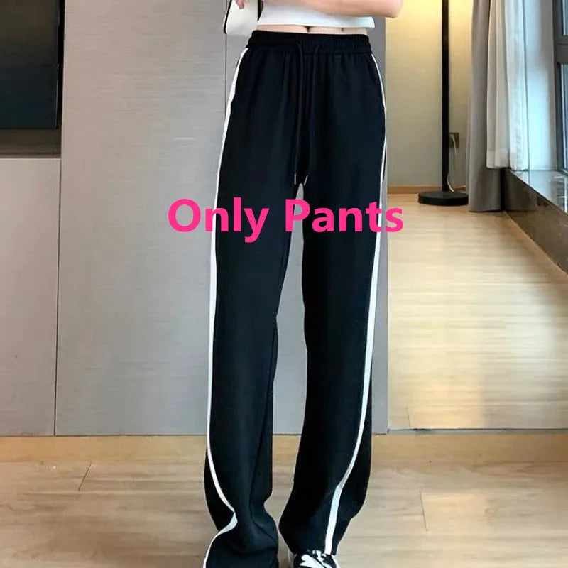 Yipinpay Autumn New Fashion Fake Two Piece Sweater Pants Set Women's Casual Tracksuit Korean Elegant Hoodies Trousers Sports Suit