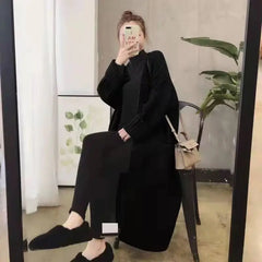 Yipinpay Cardigan Female 2024 Korean Spring and Autumn New Sweater Coat Women Loose Medium Length Versatile Knitted Cardigan